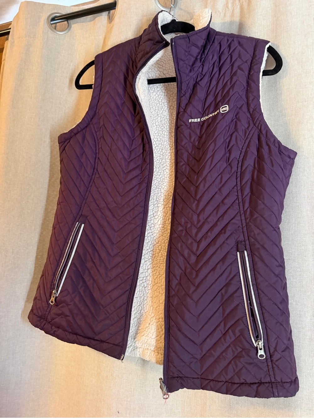 Free Country Quilted Fleece-Lined Vest in Plum